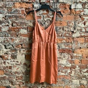J Crew Peach/Melon Colored Pebbled Hammered Silk Slip Dress, Sz 0